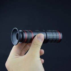 Metal telephoto lens with external camera lens