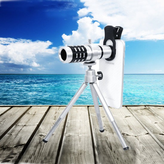 12x metal mobile phone telescope travel photo external lens