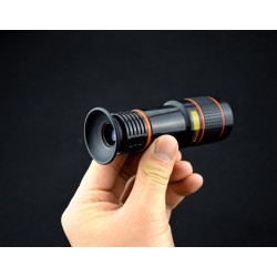 High power HD mobile phone with external telephoto camera monocular